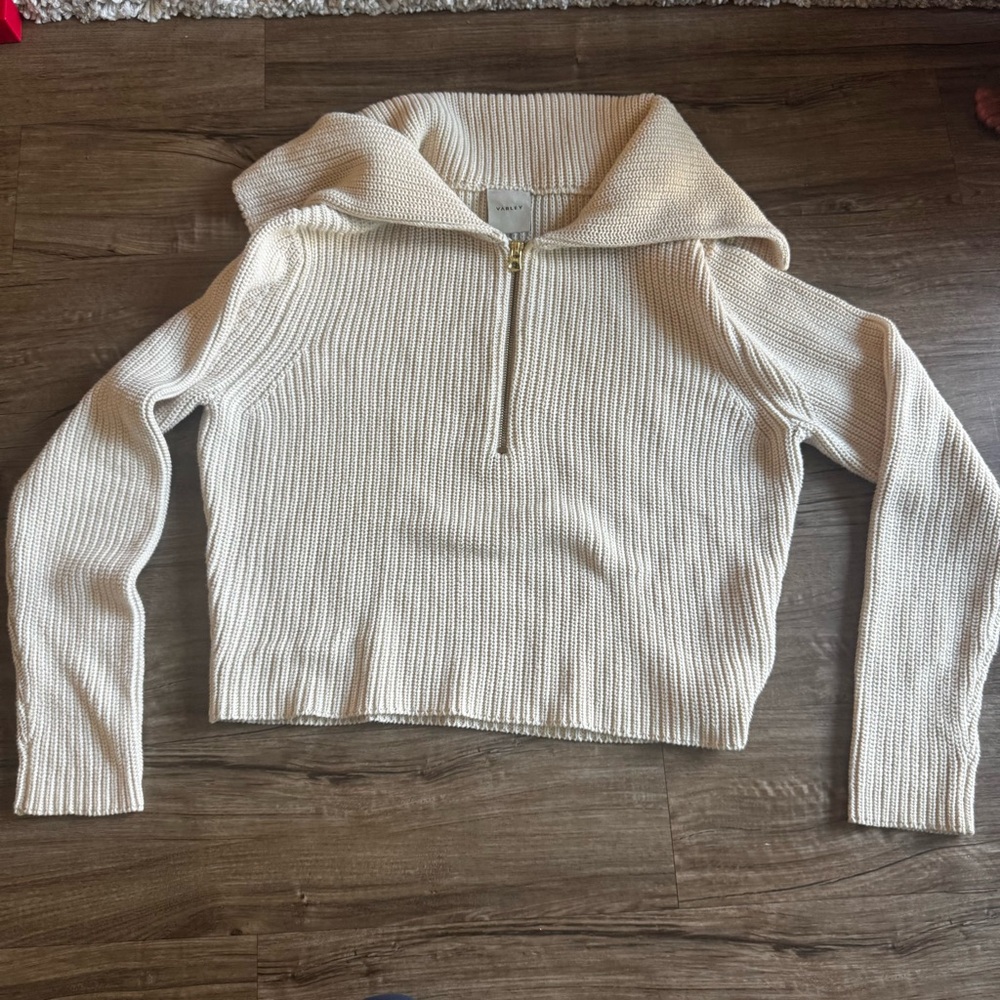 Varley Elise half zip knit sweater size small cream